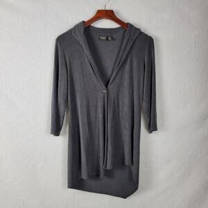 Travelers by Chicos Womens Cardigan 1 Black Collared 3/4 Sleeve Slinky Toggle